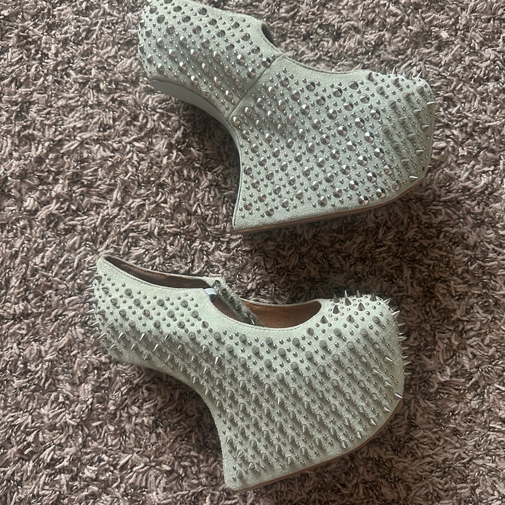 Jeffrey Campbell Studded Platform Wedges - Light Green